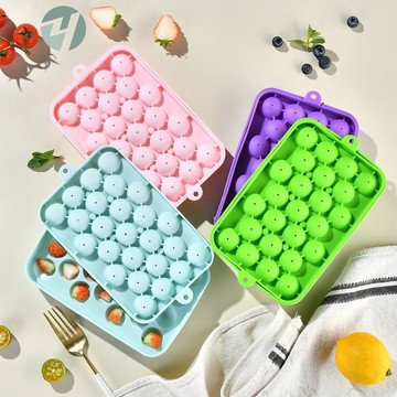 🔥好貨優選🔥冰球模具 威士忌圓形球形冰塊 25孔冰格 食品級材質 家用硅膠圓球製冰按壓神器 圓形冰塊模具 七彩家用圓球