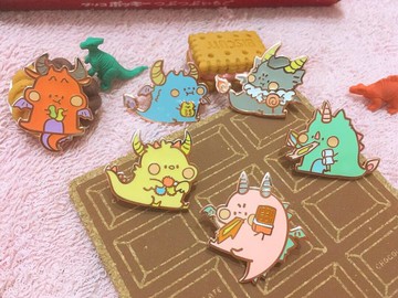 狗狗夾星 / 原創金屬徽章 / 零食恐龍