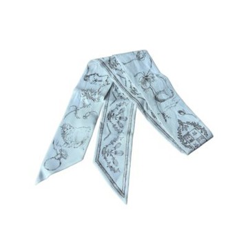 愛馬仕Hermes  Loro Piana 「Le Origini delle Eccellenze」綁帶絲巾TWILLY(米色)