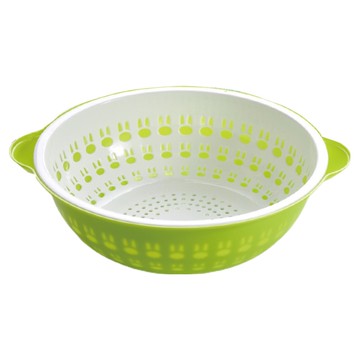 甲克虫 雙層圓形瀝水籃 34.2*9.5*30cm 顏色隨機 廚房洗菜瀝水必備  1個