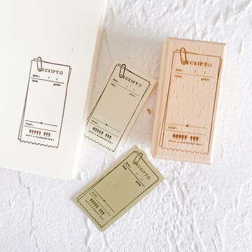 購物發票 - 手帳木質膠皮印章