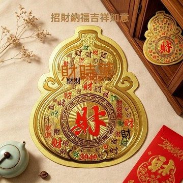 紫南宮過爐開光🙏🏻8月初更新-葫蘆百財貼紙家用門窗冰箱吉祥貼飾客廳裝飾貼吉祥百搭裝飾小貼件 VNBZ