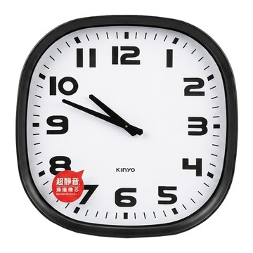 Kinyo 方形經典掛鐘 CL-204 1098g  靜音 黑色 + 白色
