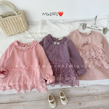 🌈秋冬❄️mix1001質感網紗釘珠上衣✨兒童質感網紗上衣5-17