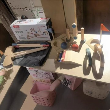 訓練兒童跨境木制玩具游戲益智高爾夫球套裝戶外體育游戲室內