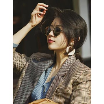 劉仁娜墨鏡女高級感ins防紫外線小臉復古港風偏光太陽鏡時尚防曬