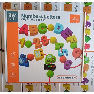 媽媽買 串珠 穿線玩具 兒童玩具 數字字母交通 75粒串珠 木製玩具 兒童玩具 益智玩具 手眼協調 串珠玩具 1137