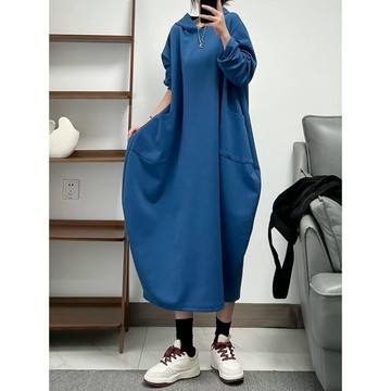 Y2 style▪️大口袋寬鬆連帽長版Ｔ恤▪️Y2style歐美設計款寬鬆韓版個性中大尺碼【F4337】