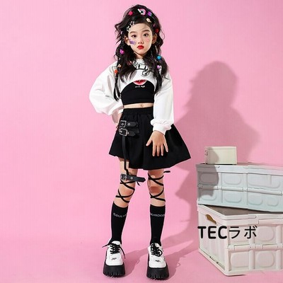 黒 白 キッズ ダンス 衣装 おしゃれ かっこいい かわいい 女の子