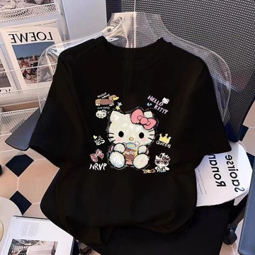 ✨壹灣出貨✨純棉中大童短袖夏季兒童小童2026kitty貓咪印花上衣衣服女童上衣