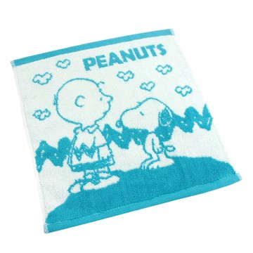 morino 摩力諾Snoopy 史努比撞色緹花大手巾 麻吉款 藍白 親膚柔軟吸水  1個
