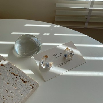 | 半圓C-優雅藍 | 耳環