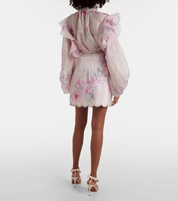 Zimmermann Crush floral linen miniskirt