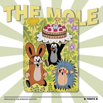 可愛潮流鼴鼠的故事卡通插畫藝術適用于蘋果2024款iPadPro12.9/11三折保護殼air6/air5/mini6防摔氣囊平板殼