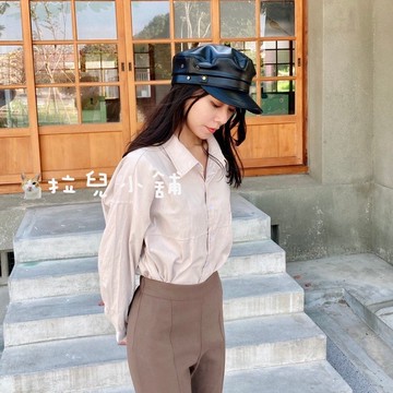 「拉兒小舖」台灣現貨 韓版 秋冬款   報童帽 英倫帽 皮革貝蕾帽 八角帽 貝雷帽 海軍帽