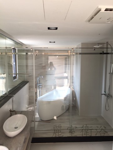 【麗室衛浴】新款B-005 國產 門片無框 橫拉大滾輪 淋浴拉門 尺寸150 高度190