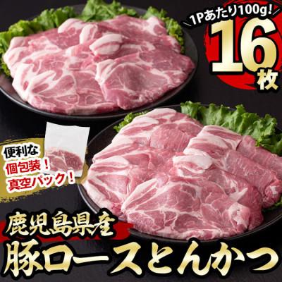 ふるさと納税 志布志市 小分けで便利!鹿児島県産豚肉ロースとんかつ 計1.6kg(100g×16P)!