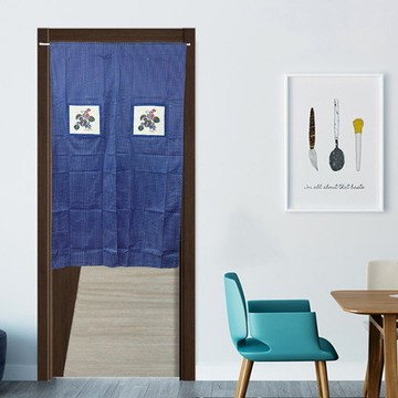 J&N 日式貼布雙開式門簾 長150 x 寬90cm  G 藍色