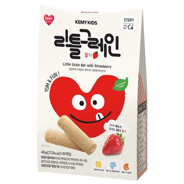 KEMY KIDS 貪吃凱米 穀物小捲心 8條/盒 非油炸 含鈣 含維生素E 8種穀物基底  草莓  40g  1盒