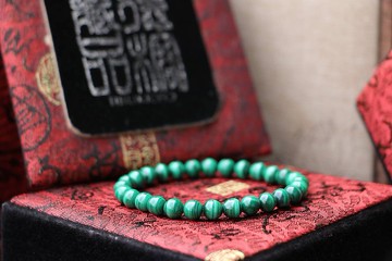 原礦無染色孔雀石6mm圓珠 孔雀石手鍊 台北客製化串珠設計 手鍊