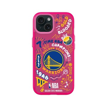 iPhone 15 Clear 粉漾桃 - NBA - 塗鴉系列-金州勇士 Golden State Warriors - Graffiti