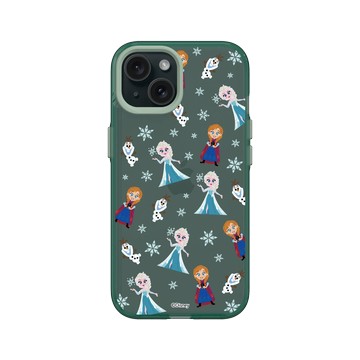 iPhone 15 Clear 憂墨綠 - 迪士尼-公主系列 Disney Princess - 冰雪奇緣 - 角色集合