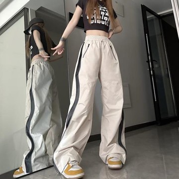 High waisted striped sports wide leg pants高腰條紋運動闊腿褲