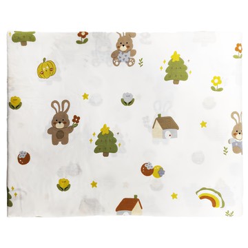 FOCA 韓風設計100%精梳棉三件式薄枕套床包組 獨立筒適用 床高35cm  床包＋枕套 x 2  雙人加大  森林家族 白色