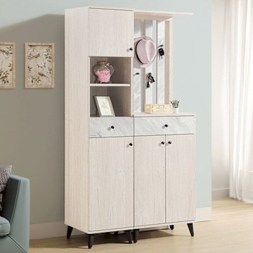 文創集 高利雙色3.3尺四門二抽高屏風玄關鞋櫃組合(左＆右二向開門方向可選)-99x42x188cm免組