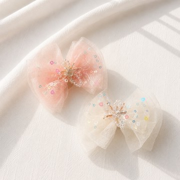 韓國 inpink 柔霧亮片蝴蝶結精緻髮夾