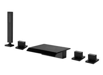 【麗室衛浴】黑色五件式浴缸龍頭