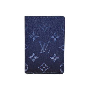 【二手名牌BRAND OFF】LOUIS VUITTON LV 路易威登 海軍藍色 原花 Gradient 帆布 Pocket Organizer 卡片夾 M11548