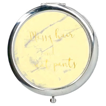 creativeTops Ava 雙面隨身鏡 附帆布袋 鋅合金不鏽鋼玻璃材質 總長7.6公分  大理石紋  1個