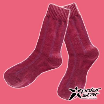 【PolarStar】女 羊毛保暖襪『酒紅』P18610
