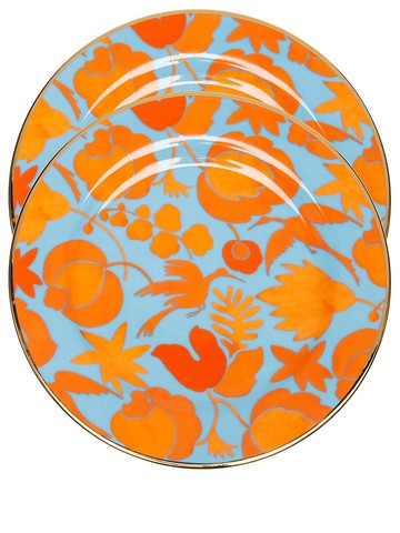 La DoubleJ - Wildbird dessert plates (set of 2) - unisex - Porcelain - One Size - Orange