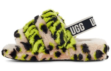 WMNS FLUFF YEAH SLIDE LIME ZEBRA PRINT