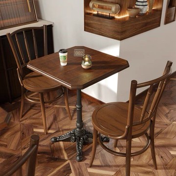 熱銷 免運 咖啡廳桌椅網紅商用美式復古風奶茶店桌子餐飲定制西餐廳實木餐椅 快速發貨