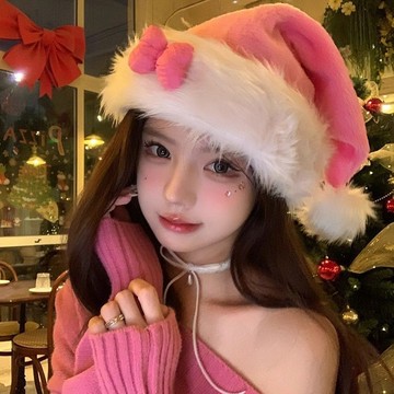 臺灣出貨+免運粉色蝴蝶結聖誕帽節日穿搭裝扮拍照頭飾甜美少女心聖誕帽氛圍感