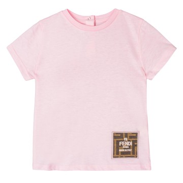 FENDI Kids 嬰幼兒刺繡標籤短袖 T-Shirt