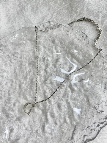 【日本直送 名牌中古包】Christian Dior 迪奧 項鍊 銀色 D vintage 古董 2nmbuw