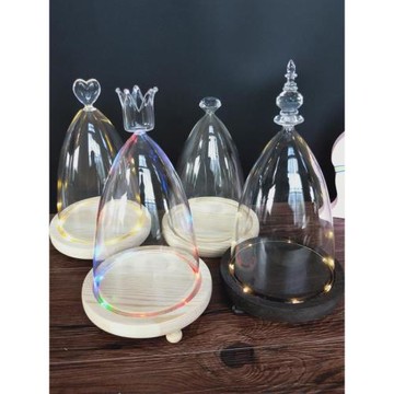 圣誕節 永生花玻璃罩 愛心蛋糕罩 微景觀花瓶 玩偶古玩擺件防塵罩