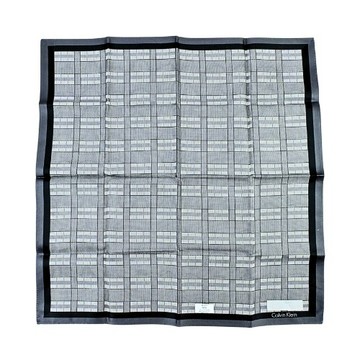 [平輸版] 【Calvin Klein】深淺灰黑色格紋帕領巾(55x55CM) (韓國製) 真品平輸