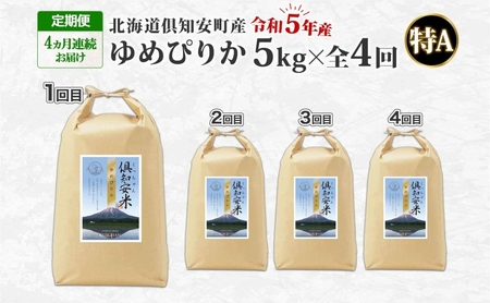 北海道 定期便 4ヵ月連続4回 令和5年産 倶知安町産 ゆめぴりか 精米 5kg 米 特A お米 道産米 ブランド米 契約農家 ごはん ご飯 しっとり もちもち ショクレン 送料無料