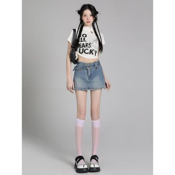 復古高腰牛仔半身裙女春秋2025新款辣妹短裙防走光包臀裙a字裙褲