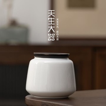 天生大器羊脂玉茶葉罐陶瓷密封罐茶葉儲存罐小號家用茶具收納罐子