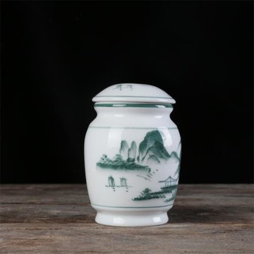 潮州手繪陶瓷單叢巖茶葉罐迷你隨身帶旅行茶具可備復古小號老式缸