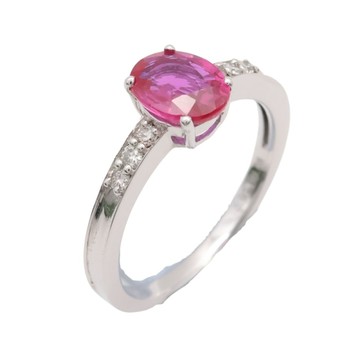 JEWELRY 無品牌珠寶 紅寶石 鑽石 戒指 18K白金 【二手名牌BRAND OFF】