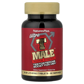 NaturesPlus, Ultra T-Male®，男性睾丸甾酮促進劑，特大強度，60 片雙層片