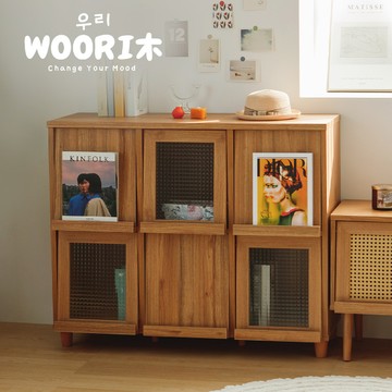 WOORI木▹六門書報收納櫃(三色) - 木紋白