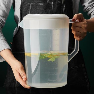 塑料冷水壺涼開水耐高溫泡茶桶容量奶茶店帶刻度帶蓋嚴選